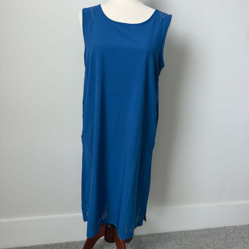 Title Nine Recycled Poly Nimbilene Blue Sleeveless Midi Dress Size L